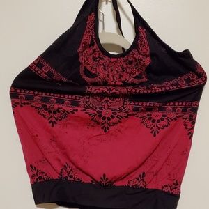Express bandana top size s red black nwt
